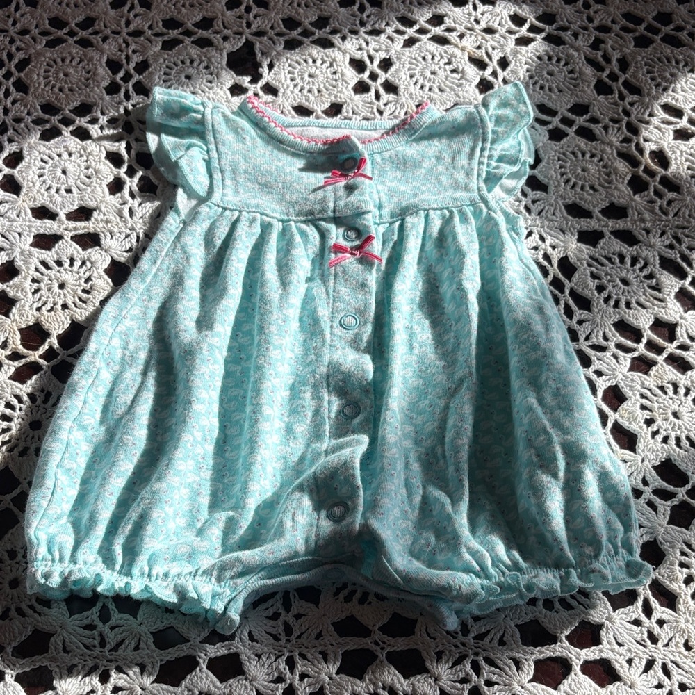 Carter's Light Blue One Piece with Pink Accents